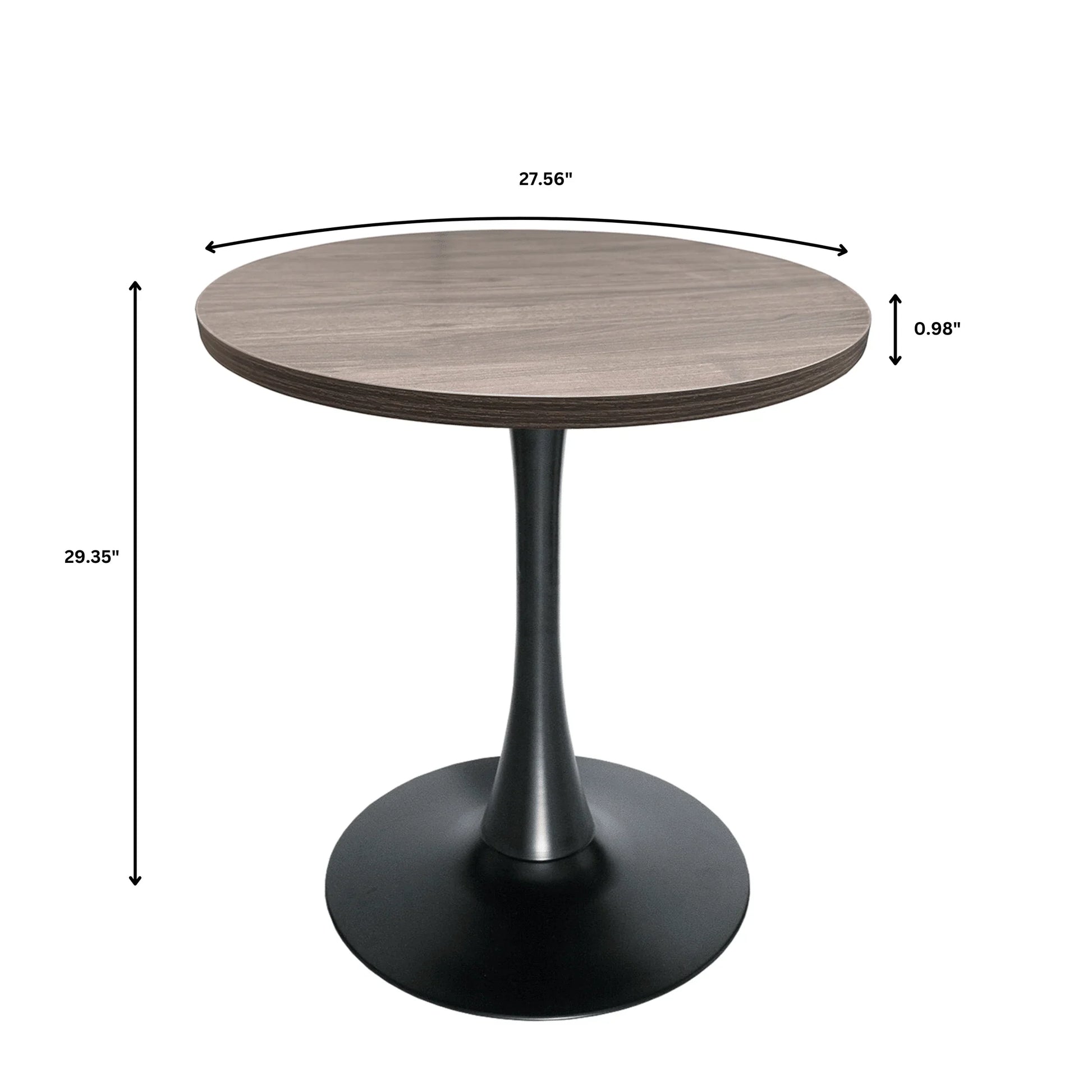 Bristol Round Dining Table with 27" MDF Tabletop and Black Iron Pedestal Base - Elax Furniture
