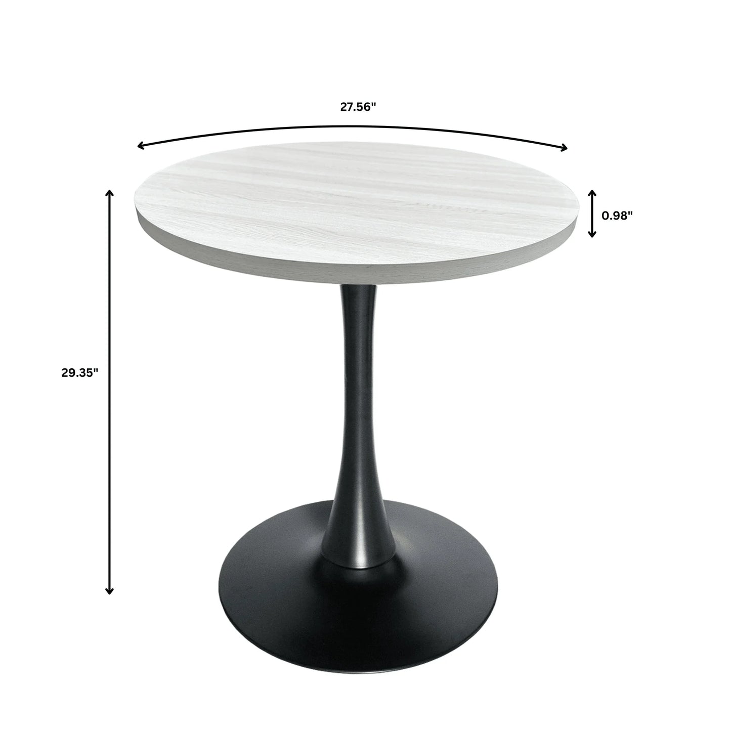 Bristol Round Dining Table with 27" MDF Tabletop and Black Iron Pedestal Base - Elax Furniture