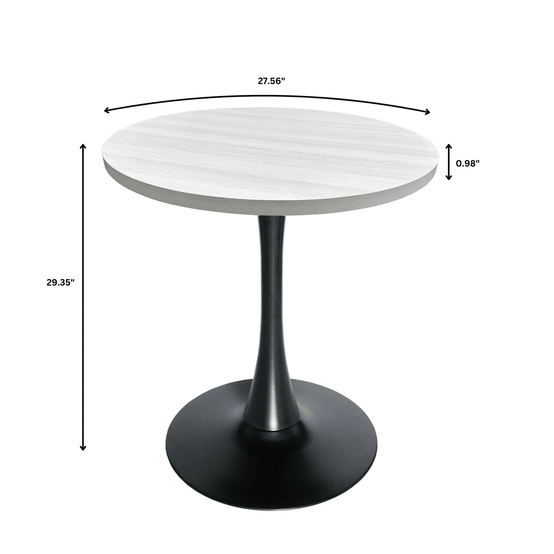 Bristol Round Dining Table with 27" MDF Tabletop and Black Iron Pedestal Base - Elax Furniture