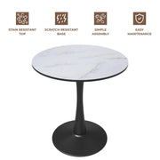 Bristol 27" Round Dining Table with MDF Wood Tabletop in Black Steel - Elax Furniture