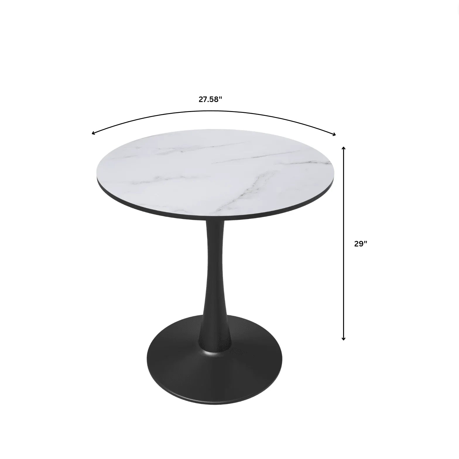 Bristol 27" Round Dining Table with MDF Wood Tabletop in Black Steel - Elax Furniture