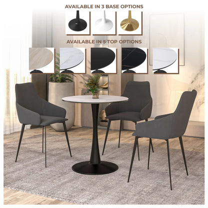 Bristol 27" Round Dining Table with MDF Wood Tabletop in Black Steel - Elax Furniture