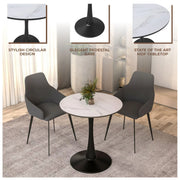 Bristol 27" Round Dining Table with MDF Wood Tabletop in Black Steel - Elax Furniture
