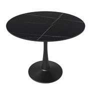 Bristol 31" Round Dining Table with Sintered Stone Tabletop in Black Steel - Elax Furniture