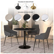 Bristol 31" Round Dining Table with Sintered Stone Tabletop in Black Steel - Elax Furniture