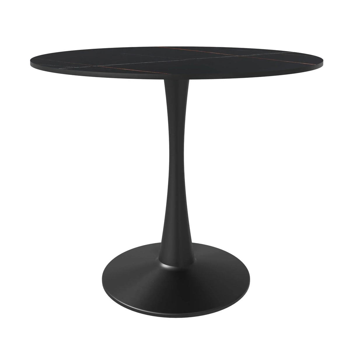 Bristol 31" Round Dining Table with Sintered Stone Tabletop in Black Steel - Elax Furniture
