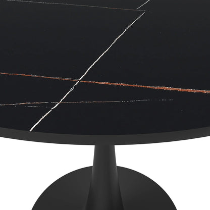 Bristol 31" Round Dining Table with Sintered Stone Tabletop in Black Steel - Elax Furniture