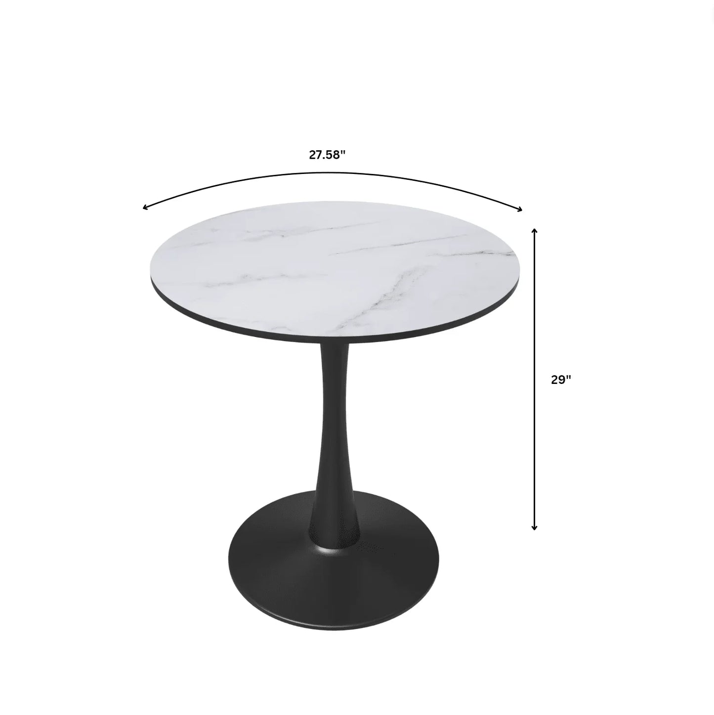 Bristol 27" Round Dining Table with MDF Wood Tabletop in Black Steel - Elax Furniture