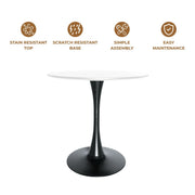 Bristol 27" Round Dining Table with MDF Wood Tabletop in Black Steel - Elax Furniture