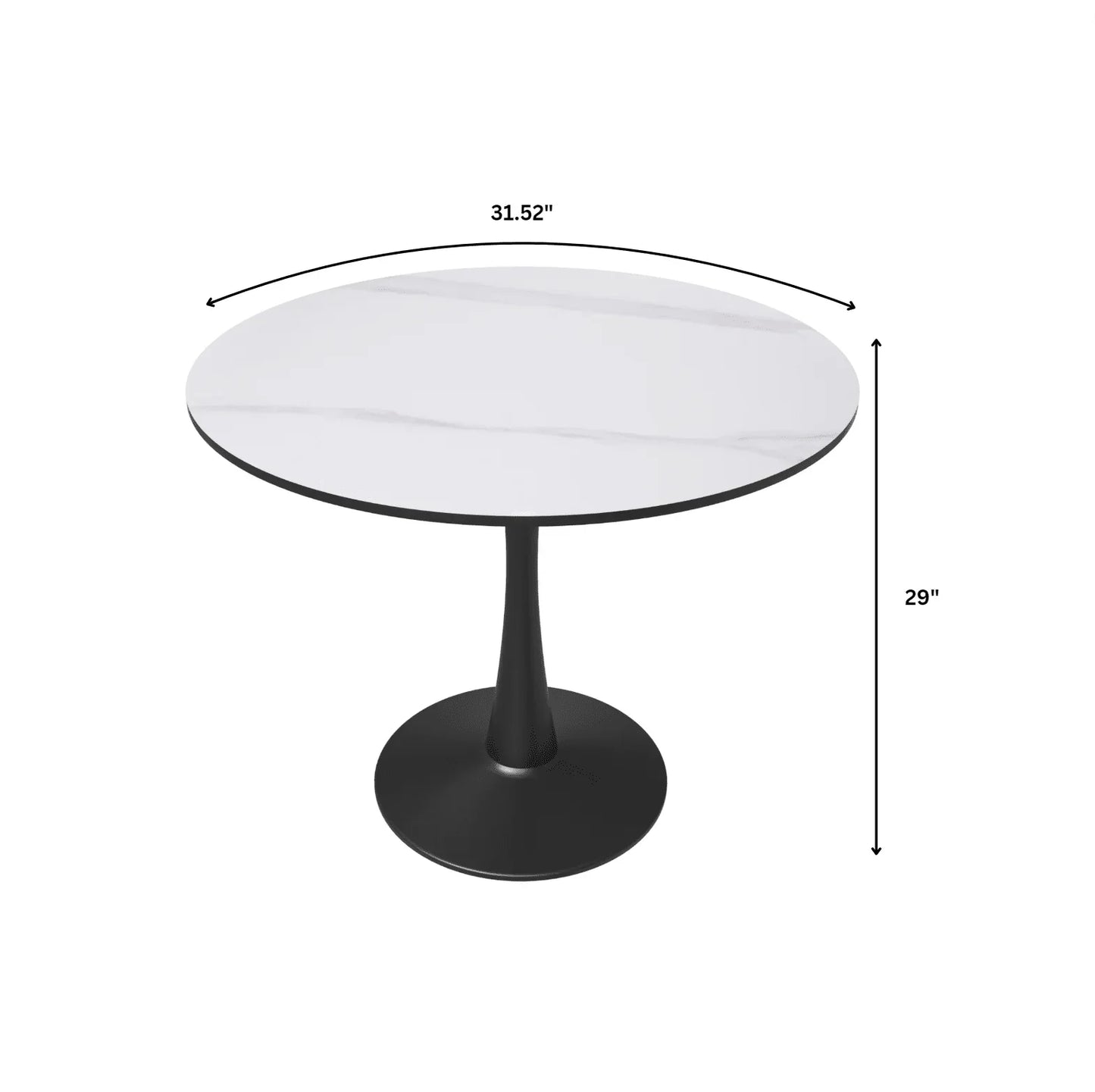 Bristol 31" Round Dining Table with Sintered Stone Tabletop in Black Steel - Elax Furniture
