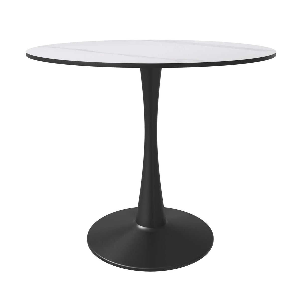 Bristol 31" Round Dining Table with Sintered Stone Tabletop in Black Steel - Elax Furniture