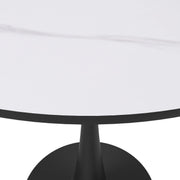 Bristol 31" Round Dining Table with Sintered Stone Tabletop in Black Steel - Elax Furniture