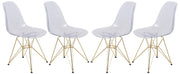 Bristol 5-Piece Dining Set 35" Round Dining Table in Black Iron - 4 ABS Plastic Side Chair in Gold Base - Elax Furniture
