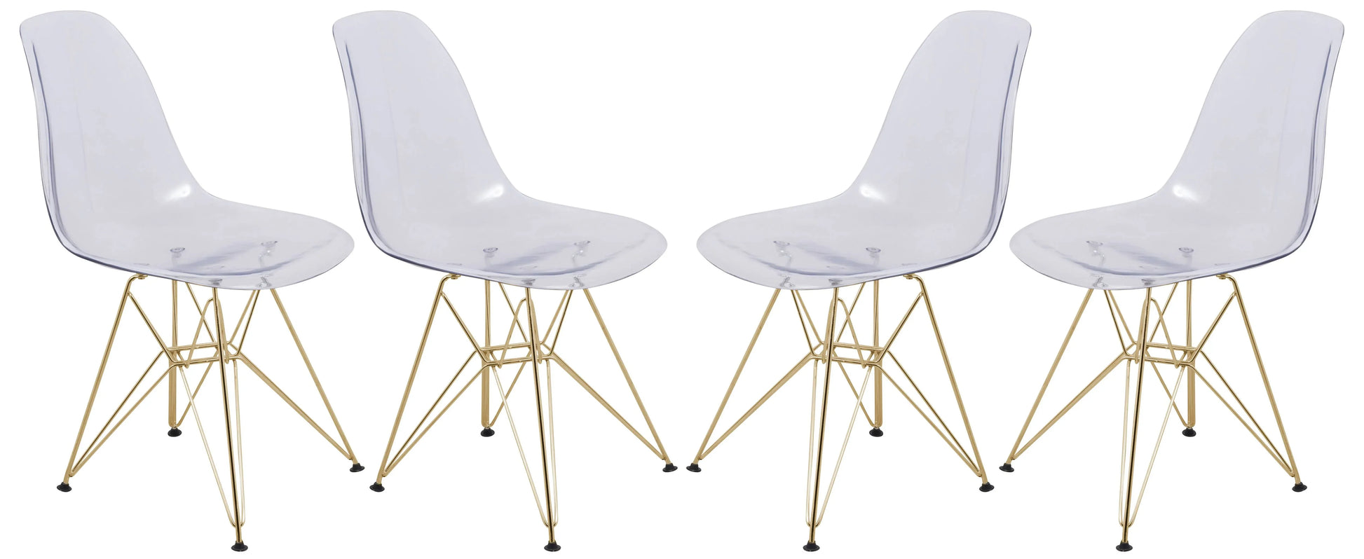 Bristol 5-Piece Dining Set 35" Round Dining Table in Black Iron - 4 ABS Plastic Side Chair in Gold Base - Elax Furniture