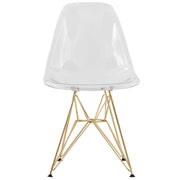 Bristol 5-Piece Dining Set 35" Round Dining Table in Black Iron - 4 ABS Plastic Side Chair in Gold Base - Elax Furniture