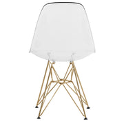 Bristol 5-Piece Dining Set 35" Round Dining Table in Black Iron - 4 ABS Plastic Side Chair in Gold Base - Elax Furniture