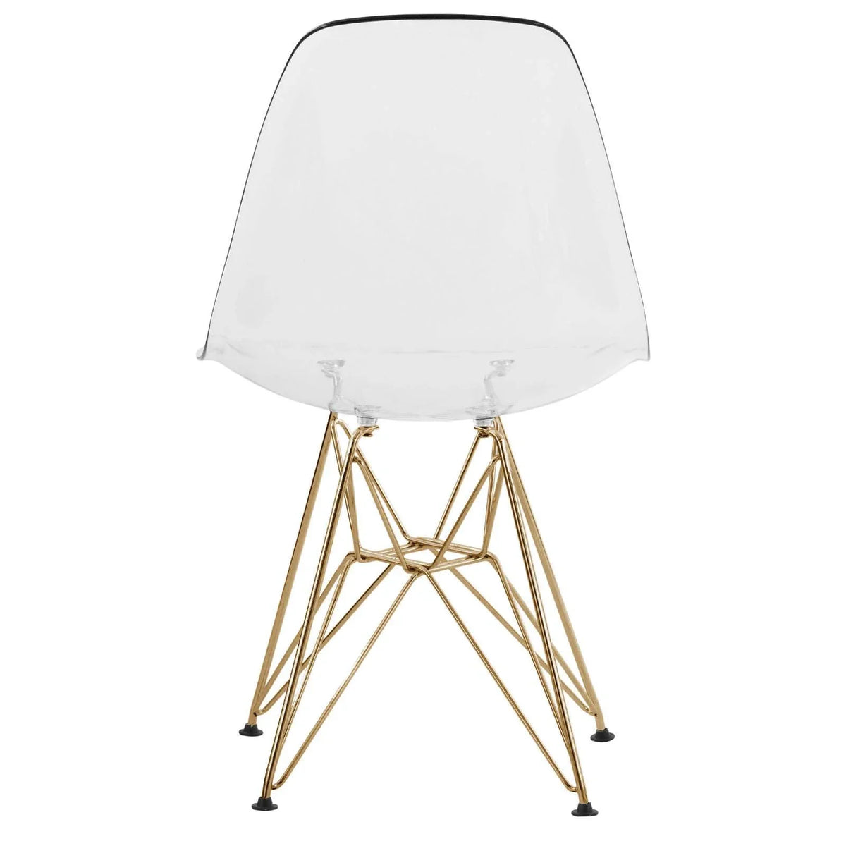 Bristol 5-Piece Dining Set 35" Round Dining Table in Black Iron - 4 ABS Plastic Side Chair in Gold Base - Elax Furniture