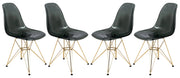 Bristol 5-Piece Dining Set 35" Round Dining Table in Black Iron - 4 ABS Plastic Side Chair in Gold Base - Elax Furniture