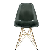 Bristol 5-Piece Dining Set 35" Round Dining Table in Black Iron - 4 ABS Plastic Side Chair in Gold Base - Elax Furniture