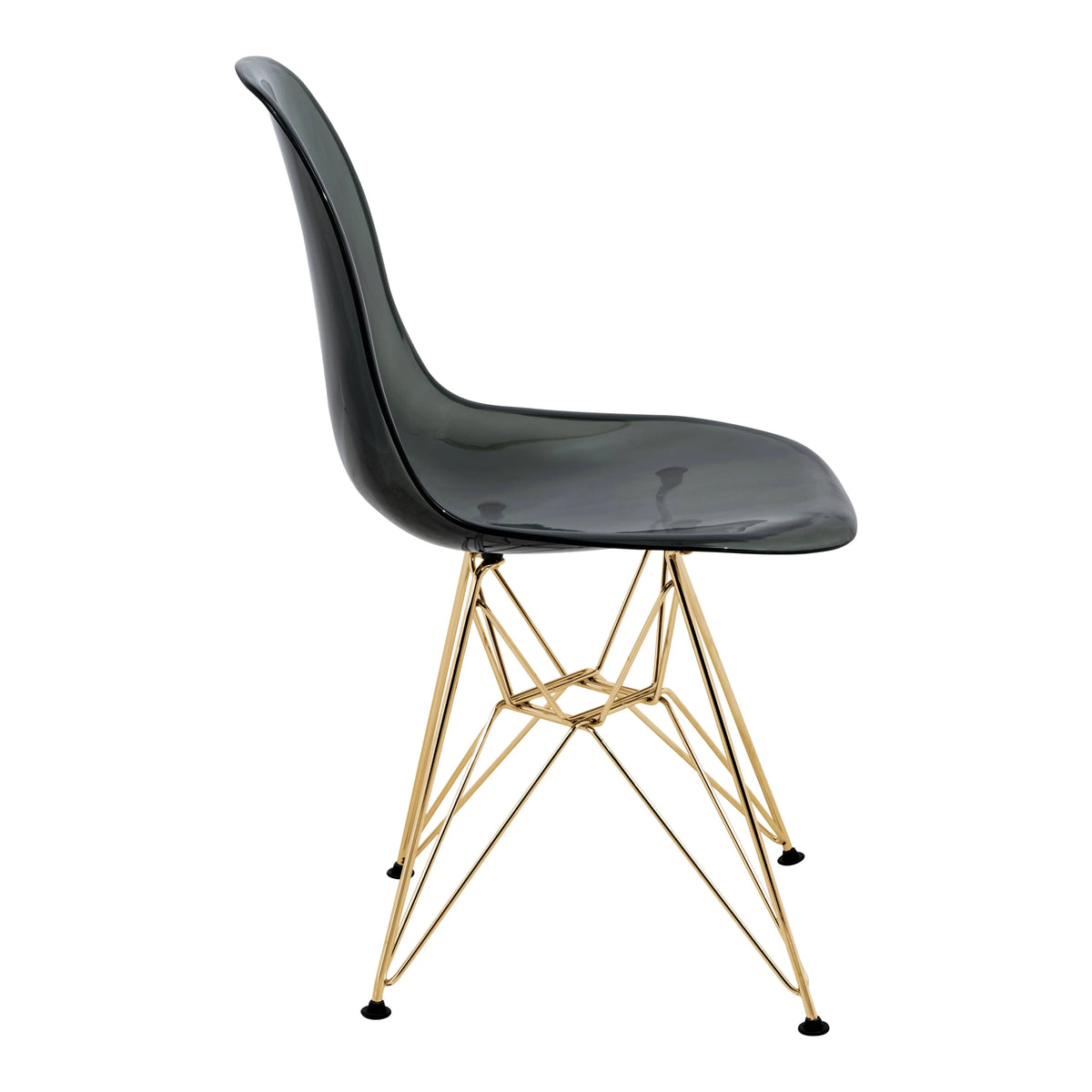 Bristol 5-Piece Dining Set 35" Round Dining Table in Black Iron - 4 ABS Plastic Side Chair in Gold Base - Elax Furniture