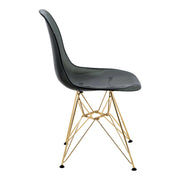 Bristol 5-Piece Dining Set 35" Round Dining Table in Black Iron - 4 ABS Plastic Side Chair in Gold Base - Elax Furniture