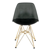 Bristol 5-Piece Dining Set 35" Round Dining Table in Black Iron - 4 ABS Plastic Side Chair in Gold Base - Elax Furniture