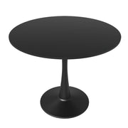 Bristol 5-Piece Dining Set 35" Round Dining Table in Black Iron - 4 ABS Plastic Side Chair in Gold Base - Elax Furniture