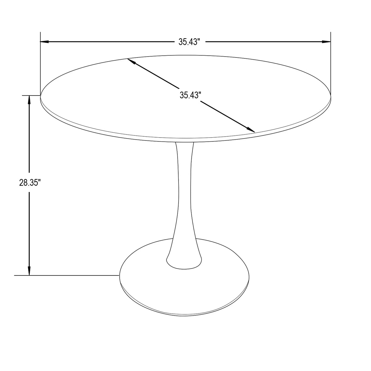 Bristol 5-Piece Dining Set 35" Round Dining Table in Black Iron - 4 ABS Plastic Side Chair in Gold Base - Elax Furniture