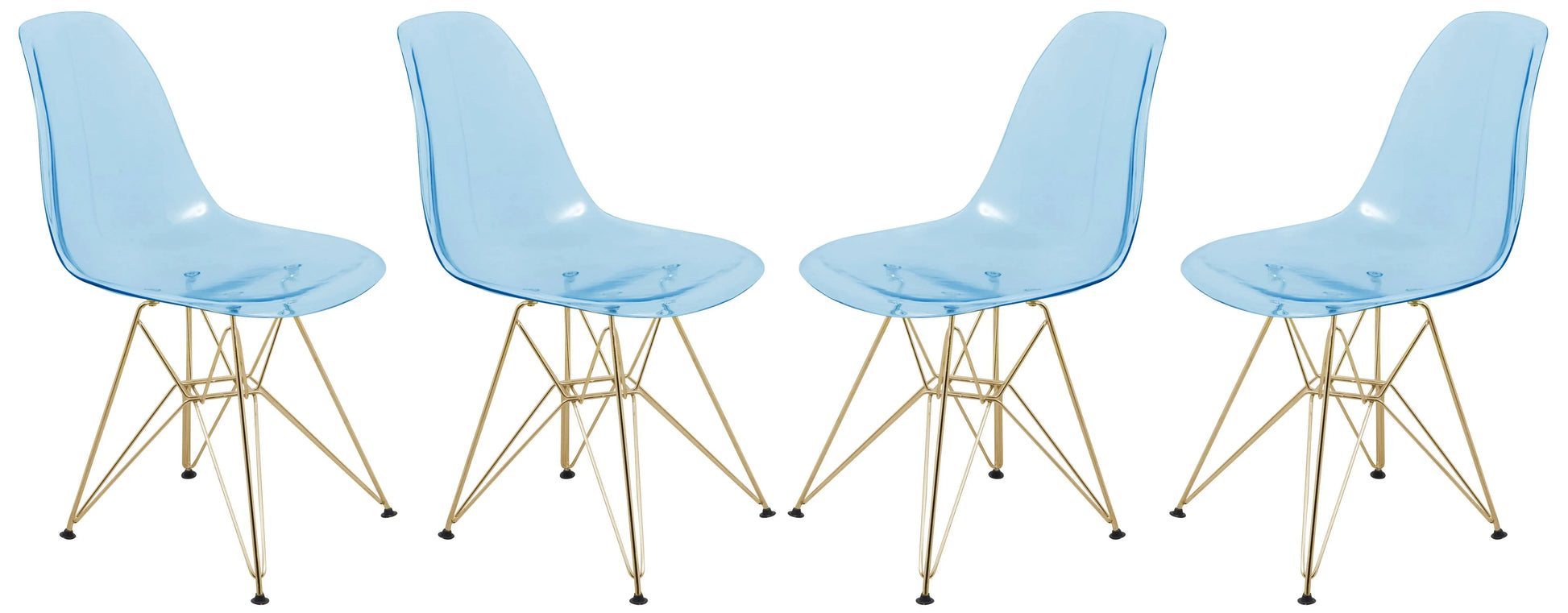 Bristol 5-Piece Dining Set 35" Round Dining Table in Black Iron - 4 ABS Plastic Side Chair in Gold Base - Elax Furniture