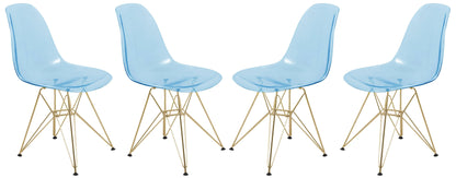 Bristol 5-Piece Dining Set 35" Round Dining Table in Black Iron - 4 ABS Plastic Side Chair in Gold Base - Elax Furniture