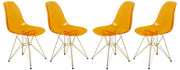 Bristol 5-Piece Dining Set 35" Round Dining Table in Black Iron - 4 ABS Plastic Side Chair in Gold Base - Elax Furniture