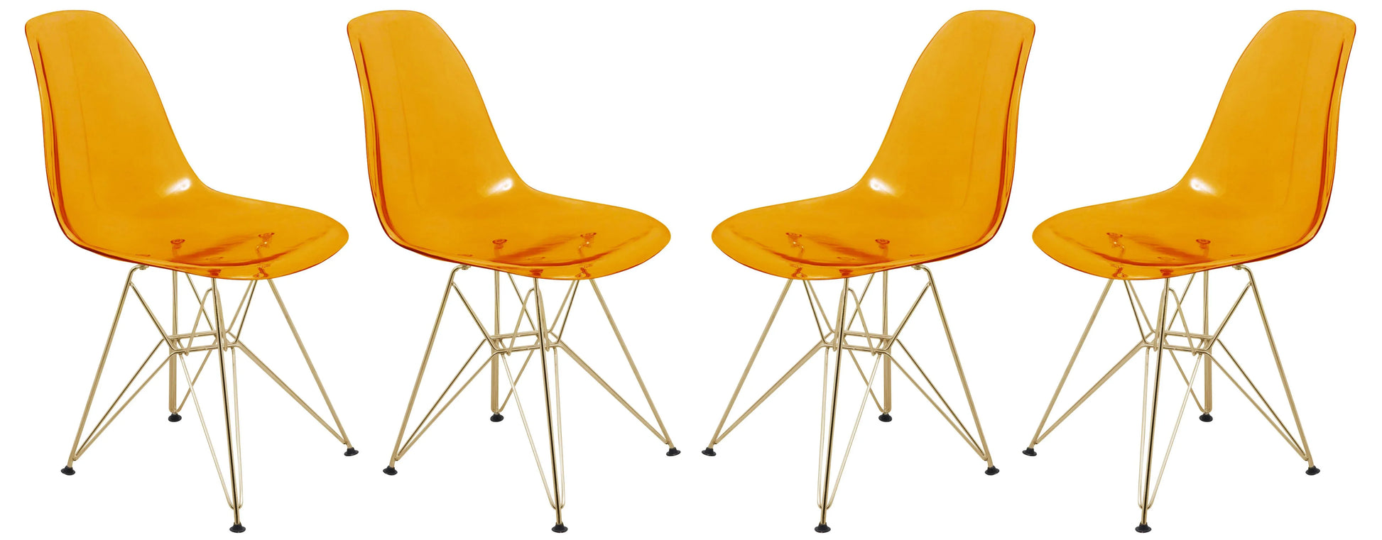 Bristol 5-Piece Dining Set 35" Round Dining Table in Black Iron - 4 ABS Plastic Side Chair in Gold Base - Elax Furniture