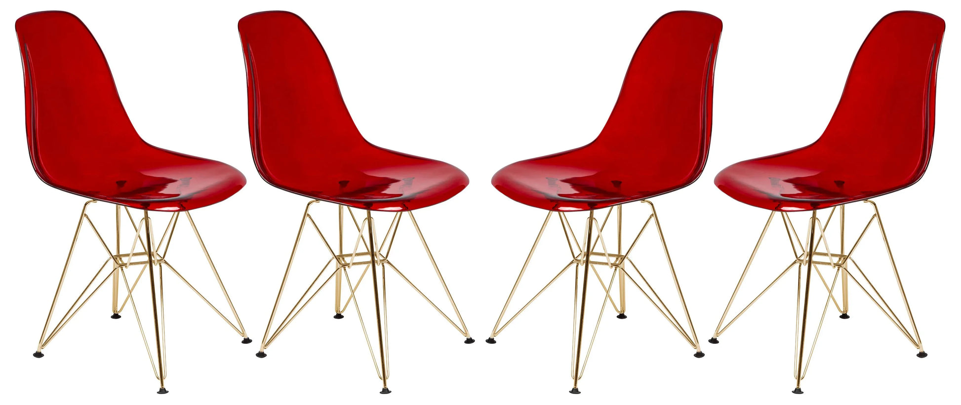 Bristol 5-Piece Dining Set 35" Round Dining Table in Black Iron - 4 ABS Plastic Side Chair in Gold Base - Elax Furniture