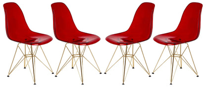 Bristol 5-Piece Dining Set 35" Round Dining Table in Black Iron - 4 ABS Plastic Side Chair in Gold Base - Elax Furniture