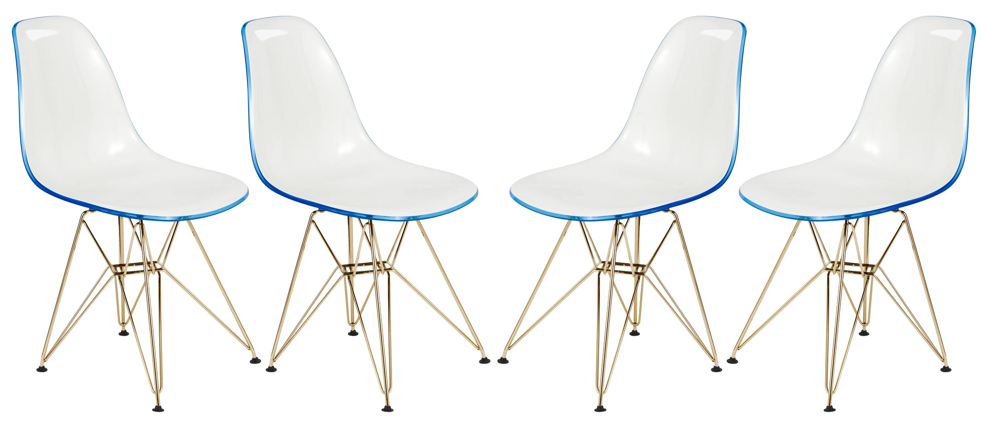 Bristol 5-Piece Dining Set 35" Round Dining Table in Black Iron - 4 ABS Plastic Side Chair in Gold Base - Elax Furniture