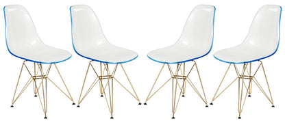 Bristol 5-Piece Dining Set 35" Round Dining Table in Black Iron - 4 ABS Plastic Side Chair in Gold Base - Elax Furniture