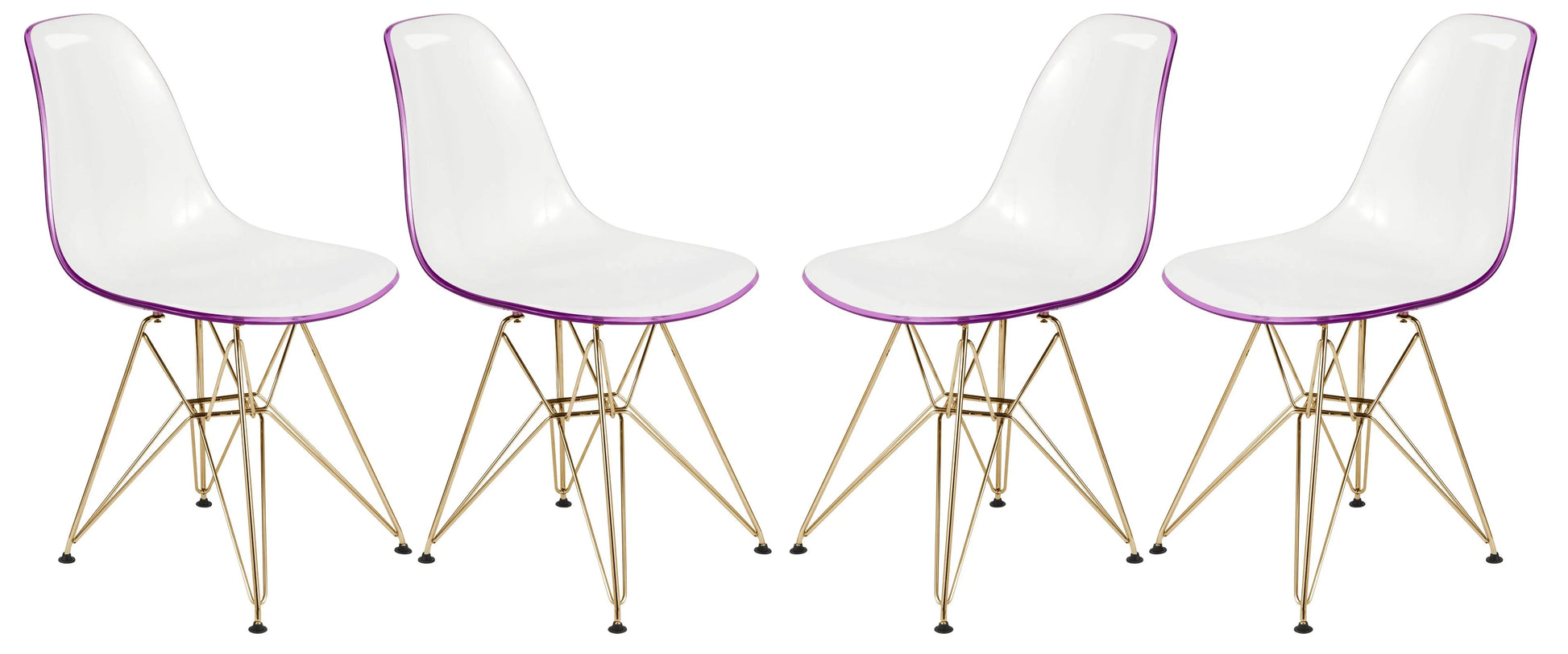 Bristol 5-Piece Dining Set 35" Round Dining Table in Black Iron - 4 ABS Plastic Side Chair in Gold Base - Elax Furniture