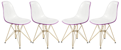 Bristol 5-Piece Dining Set 35" Round Dining Table in Black Iron - 4 ABS Plastic Side Chair in Gold Base - Elax Furniture