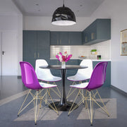 Bristol 5-Piece Dining Set 35" Round Dining Table in Black Iron - 4 ABS Plastic Side Chair in Gold Base - Elax Furniture