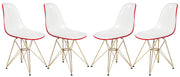 Bristol 5-Piece Dining Set 35" Round Dining Table in Black Iron - 4 ABS Plastic Side Chair in Gold Base - Elax Furniture