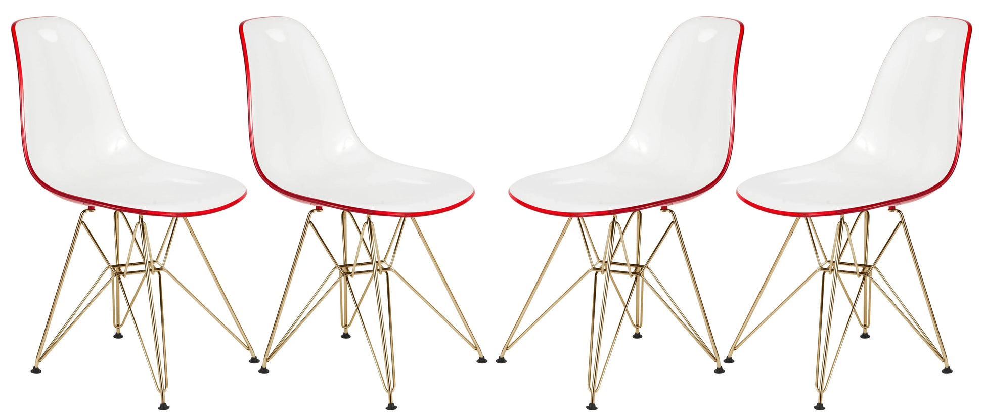 Bristol 5-Piece Dining Set 35" Round Dining Table in Black Iron - 4 ABS Plastic Side Chair in Gold Base - Elax Furniture