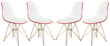 Bristol 5-Piece Dining Set 35" Round Dining Table in Black Iron - 4 ABS Plastic Side Chair in Gold Base - Elax Furniture