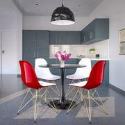Bristol 5-Piece Dining Set 35" Round Dining Table in Black Iron - 4 ABS Plastic Side Chair in Gold Base - Elax Furniture