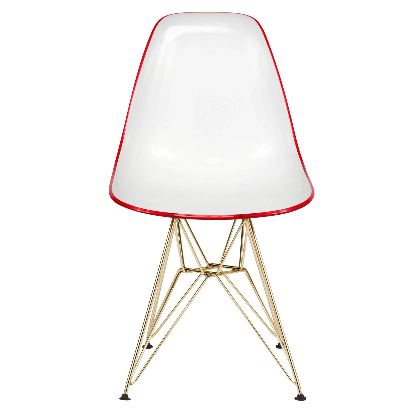 Bristol 5-Piece Dining Set 35" Round Dining Table in Black Iron - 4 ABS Plastic Side Chair in Gold Base - Elax Furniture