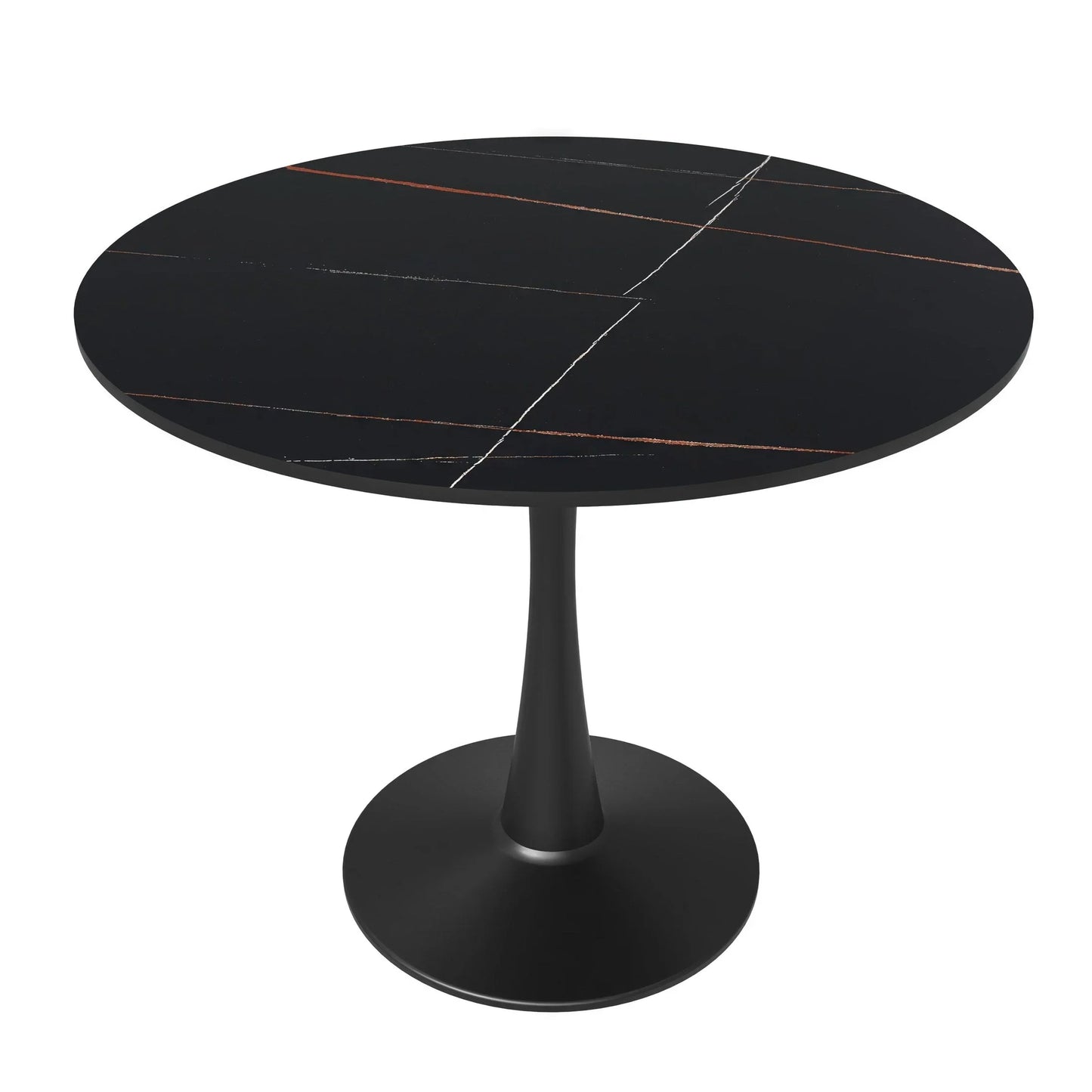 Bristol 35" Round Dining Table with Sintered Stone Tabletop in Black Steel - Elax Furniture