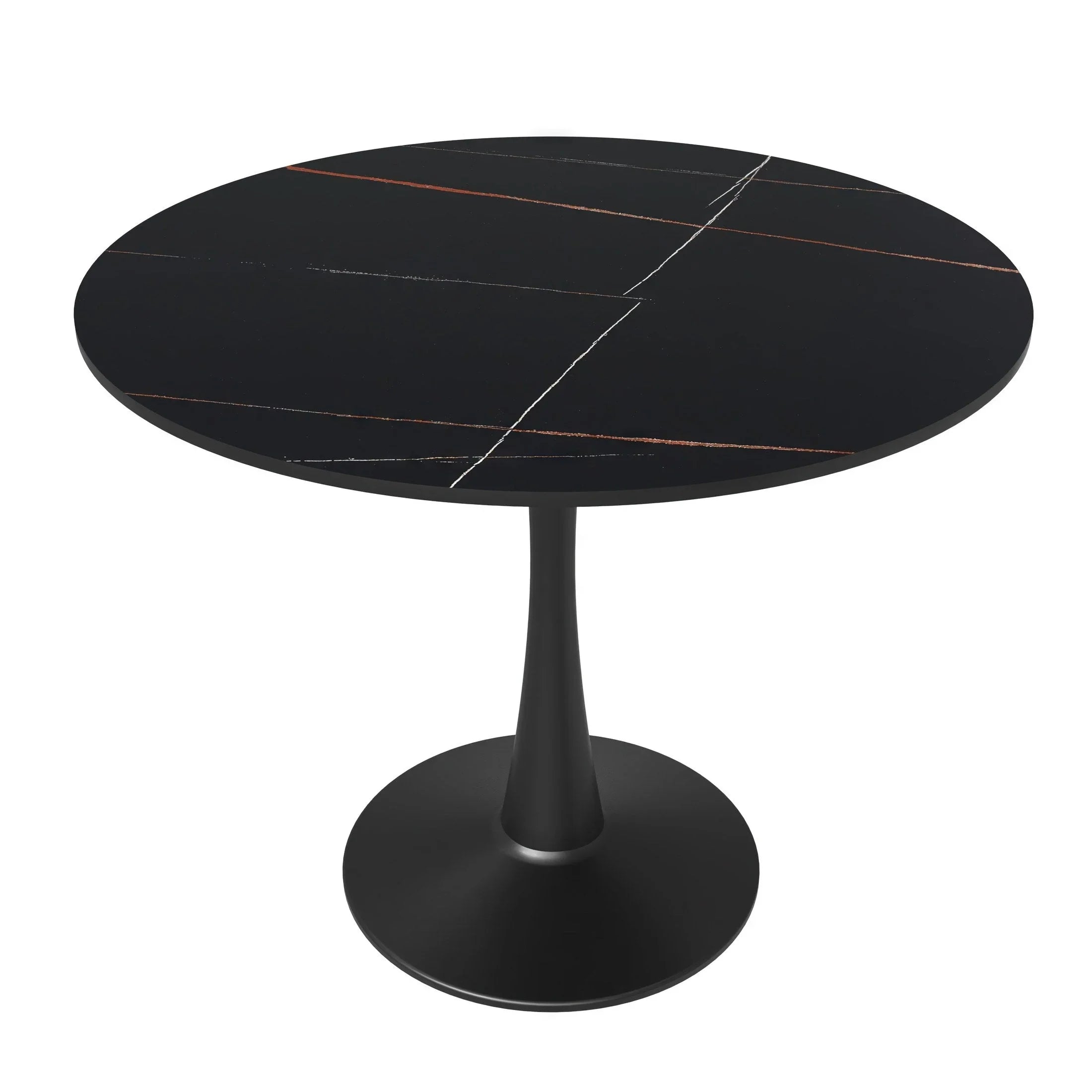 Bristol 35" Round Dining Table with Sintered Stone Tabletop in Black Steel - Elax Furniture