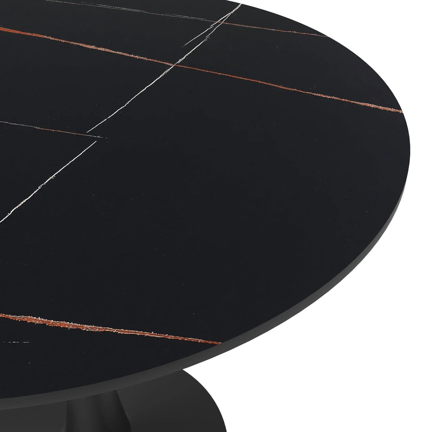 Bristol 35" Round Dining Table with Sintered Stone Tabletop in Black Steel - Elax Furniture