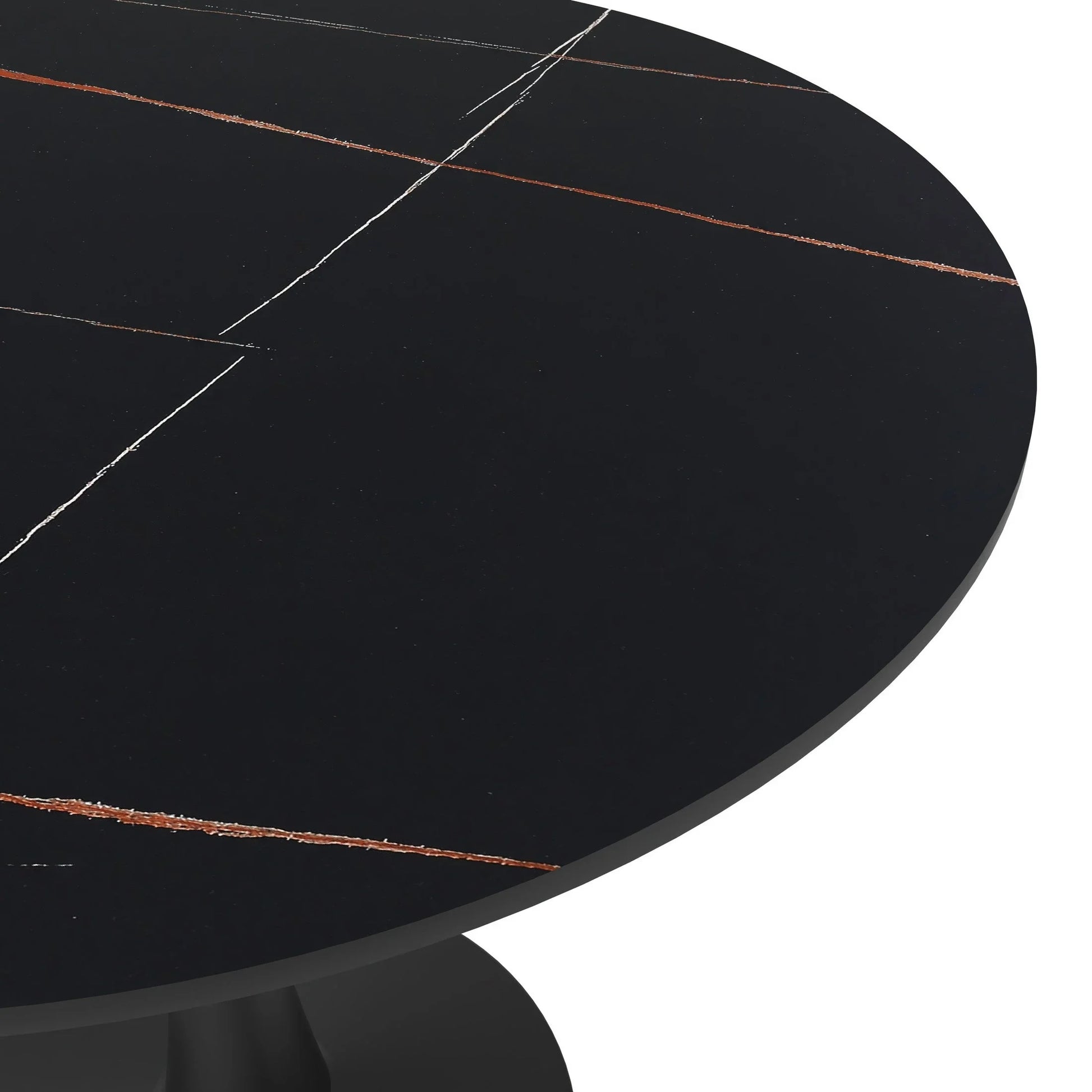 Bristol 35" Round Dining Table with Sintered Stone Tabletop in Black Steel - Elax Furniture