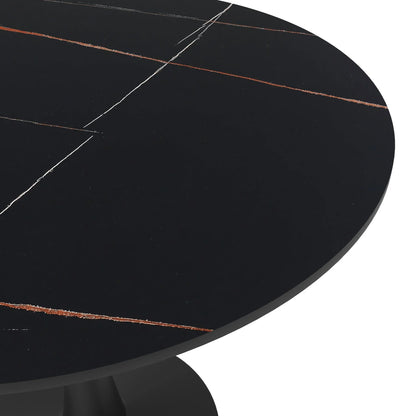 Bristol 35" Round Dining Table with Sintered Stone Tabletop in Black Steel - Elax Furniture