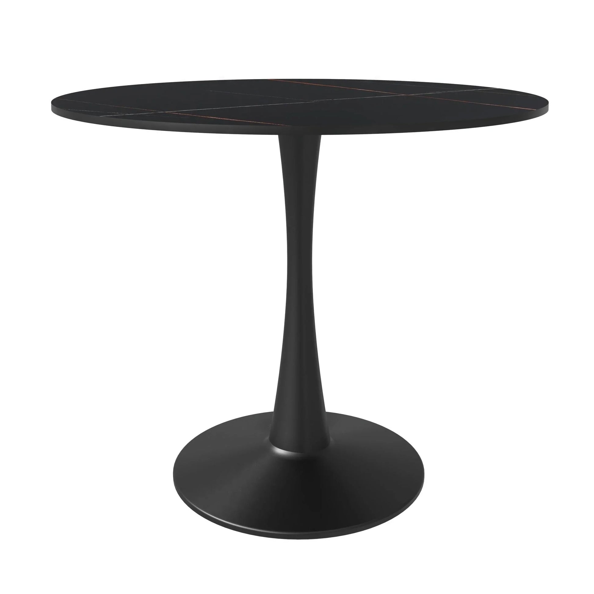 Bristol 35" Round Dining Table with Sintered Stone Tabletop in Black Steel - Elax Furniture